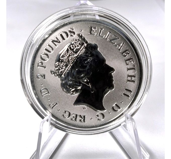Серебряная монета 1 oz Святой Георгий и Дракон 2021 Британия 
