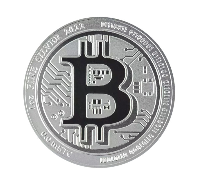 Brilliant Uncirculated 2022 $2 Bitcoin Niue, серебряная монета 1 унция 
