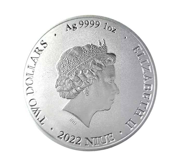 Brilliant Uncirculated 2022 $2 Bitcoin Niue, серебряная монета 1 унция 