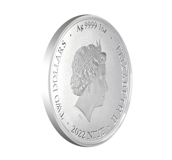 Brilliant Uncirculated 2022 $2 Bitcoin Niue, серебряная монета 1 унция 