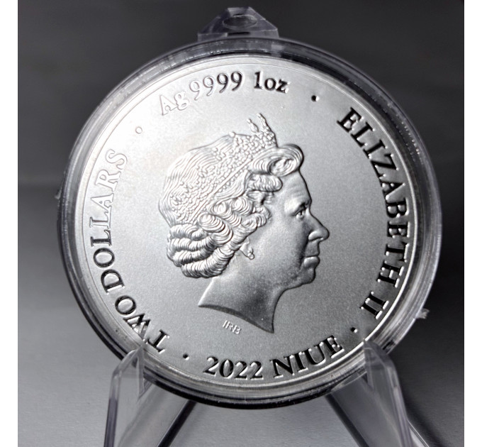 Brilliant Uncirculated 2022 $2 Bitcoin Niue, серебряная монета 1 унция 