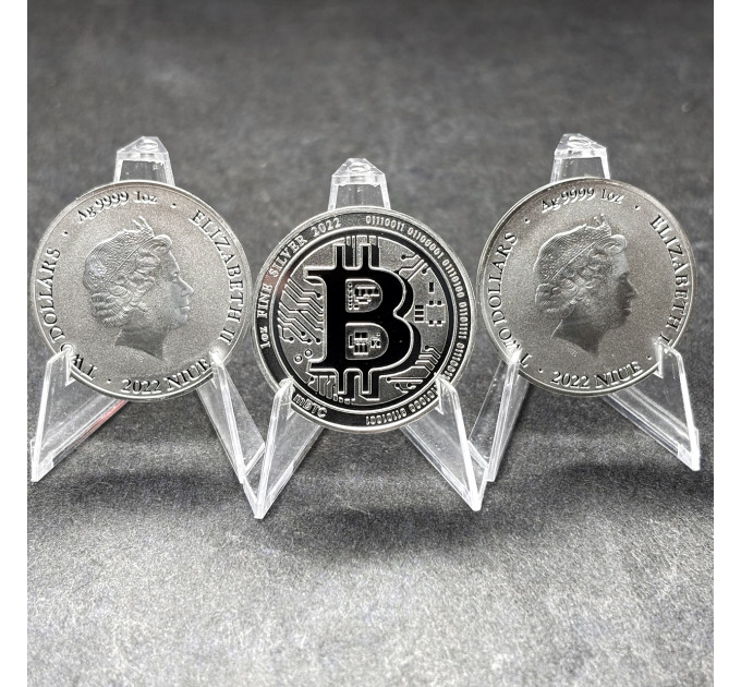 Brilliant Uncirculated 2022 $2 Bitcoin Niue, серебряная монета 1 унция 