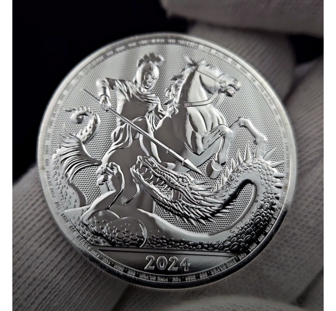 Серебряная монета 2£ Святой Георгий и Дракон 1oz 2024 – инвестиции и коллекционирование