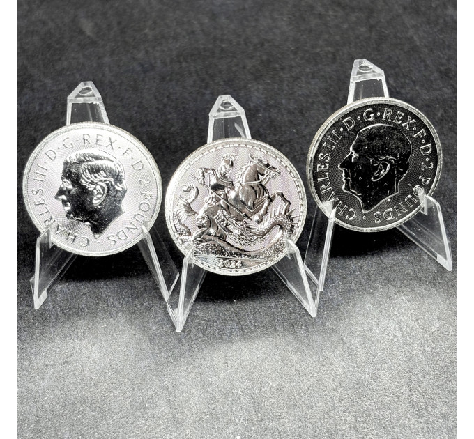 Серебряная монета 2£ Святой Георгий и Дракон 1oz 2024 – инвестиции и коллекционирование