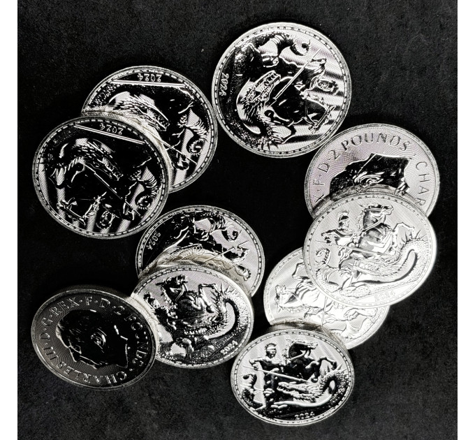 Серебряная монета 2£ Святой Георгий и Дракон 1oz 2024 – инвестиции и коллекционирование