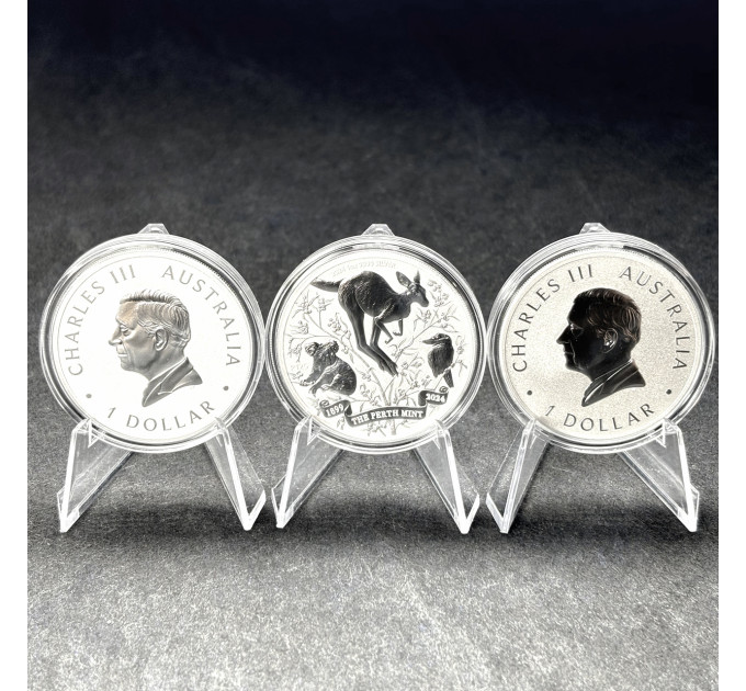 Серебряная монета $1 Австралии «Кенгуру, Коала, Кукабарра» 1oz 2024 – инвестиции и коллекционирование