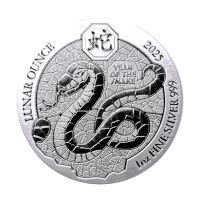 Серебряная монета Руанды «Год Змеи» 1oz 2025 ₣50 
