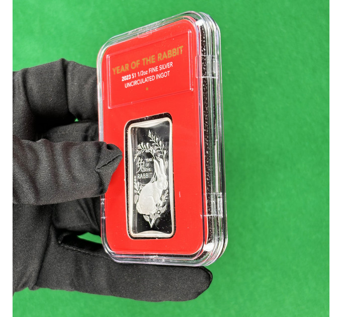 Серебряный слиток $1 Австралия «Год Кролика» 1/2 oz 2023 – инвестиции и коллекционирование