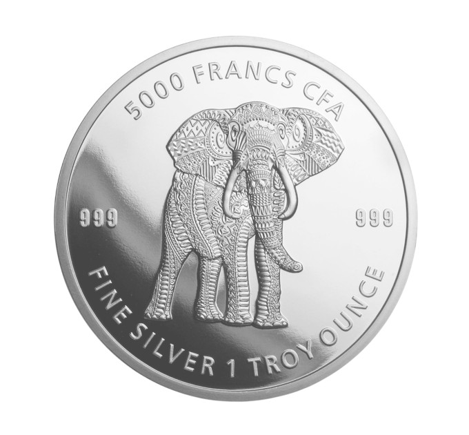 Серебряная монета 5000₣ Чада «Слон в стиле мандалы» 1oz 2019 – инвестиции и коллекционирование