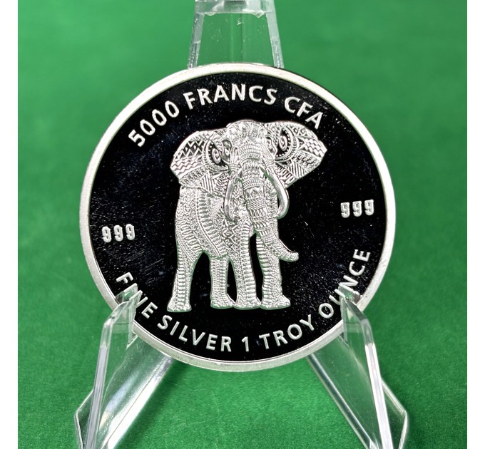 Серебряная монета 5000₣ Чада «Слон в стиле мандалы» 1oz 2019 – инвестиции и коллекционирование
