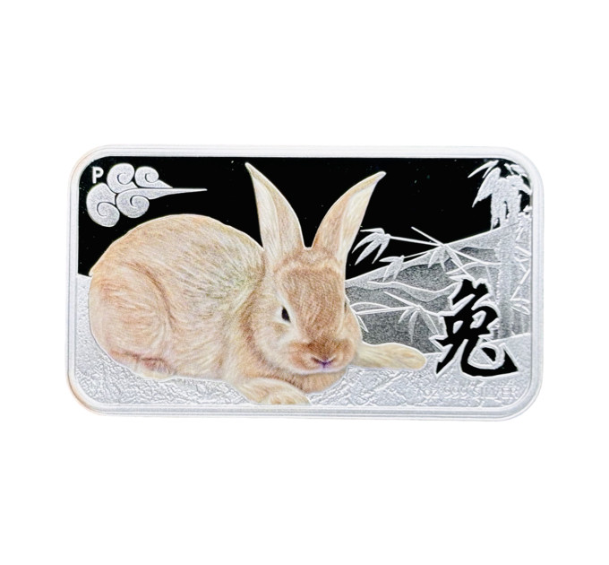 Серебряный слиток $1 Островов Кука «Год кролика» 1oz 2011 с сертификатом