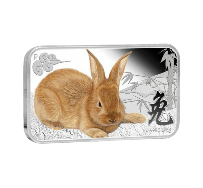 Коллекция из 4 серебряных слитков-монет $1 Островов Кука «Год кролика» 2011, 1oz, с сертификатом