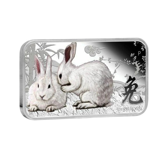 Коллекция из 4 серебряных слитков-монет $1 Островов Кука «Год кролика» 2011, 1oz, с сертификатом