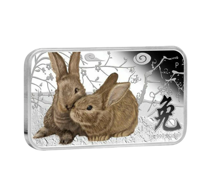 Коллекция из 4 серебряных слитков-монет $1 Островов Кука «Год кролика» 2011, 1oz, с сертификатом