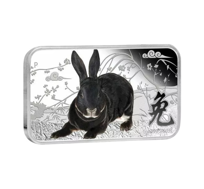 Коллекция из 4 серебряных слитков-монет $1 Островов Кука «Год кролика» 2011, 1oz, с сертификатом