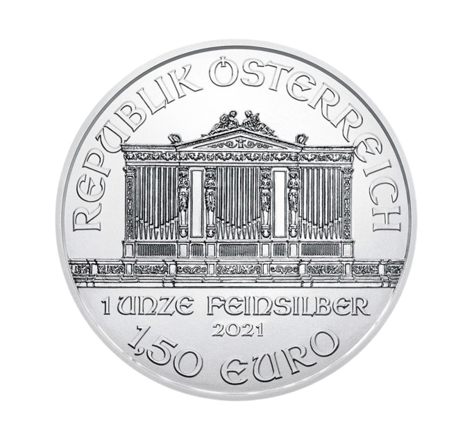 Серебряная монета 1,5€ Венская Филармония Австрия 1oz 2021