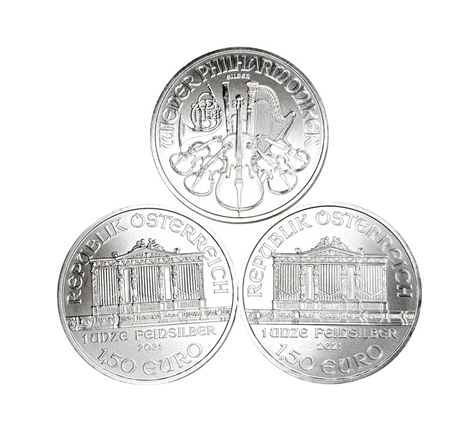 Серебряная монета 1,5€ Венская Филармония Австрия 1oz 2021