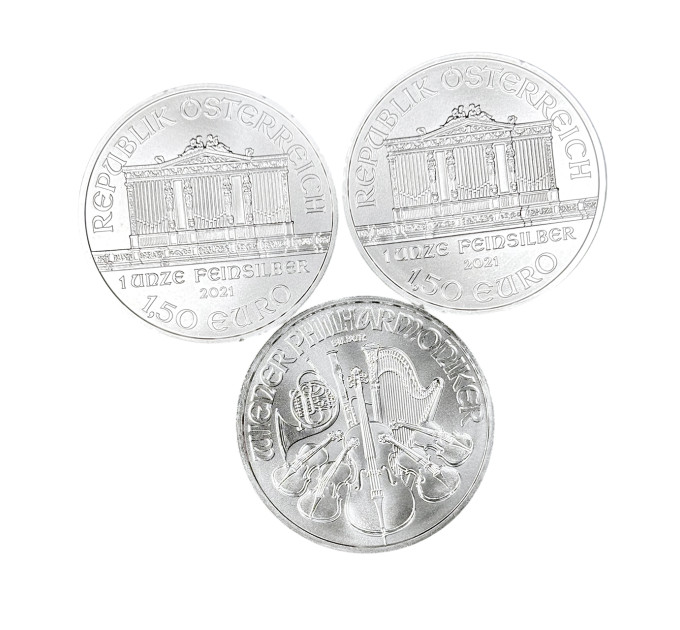 Серебряная монета 1,5€ Венская Филармония Австрия 1oz 2021