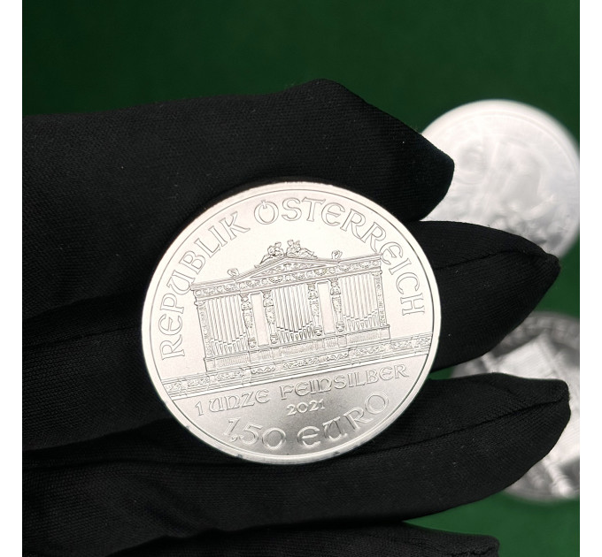 Серебряная монета 1,5€ Венская Филармония Австрия 1oz 2021