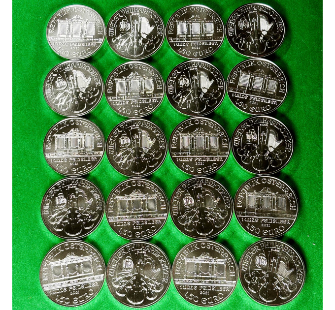 Серебряная монета 1,5€ Венская Филармония Австрия 1oz 2021