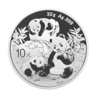 Серебряная монета 10¥ Китайская Панда 30г 2025