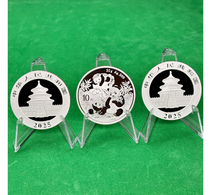 Серебряная монета 10¥ Китайская Панда 30г 2025