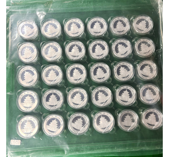 Серебряная монета 10¥ Китайская Панда 30г 2025