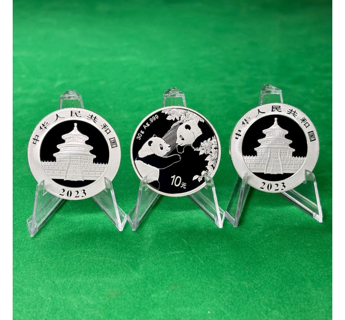 Серебряная монета 10¥ Китайская Панда 30г 2023