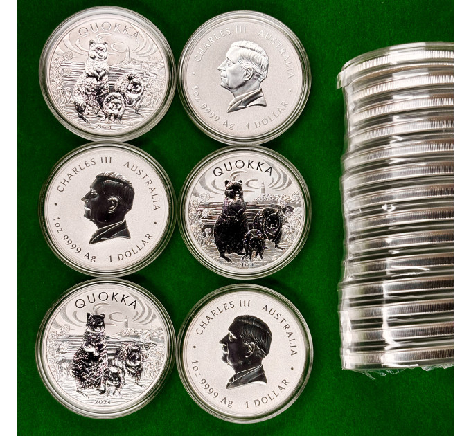 Инвестиционная серебряная монета $1 Quokka 1oz 2024 Австралия