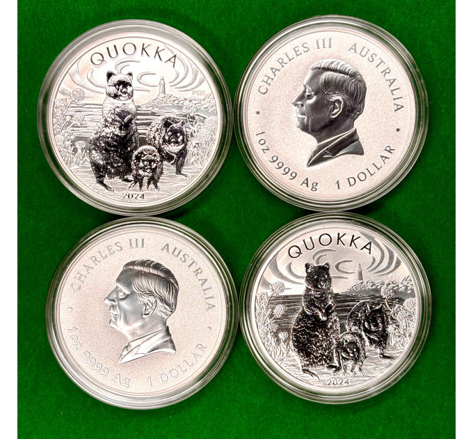 Инвестиционная серебряная монета $1 Quokka 1oz 2024 Австралия