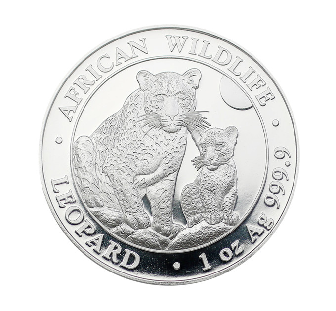Инвестиционная серебряная монета S100 African Leopard 1oz 2024 Сомали