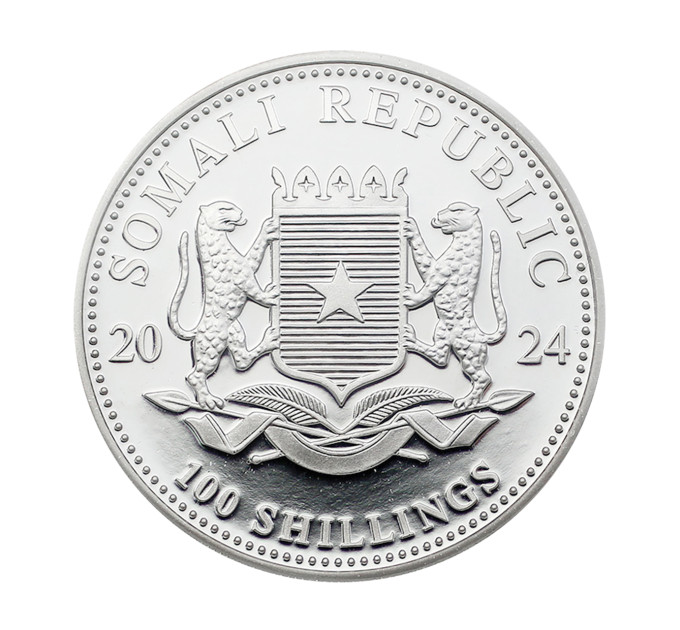 Инвестиционная серебряная монета S100 African Leopard 1oz 2024 Сомали