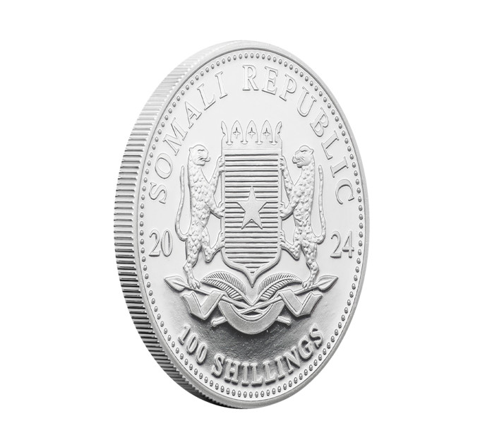 Инвестиционная серебряная монета S100 African Leopard 1oz 2024 Сомали