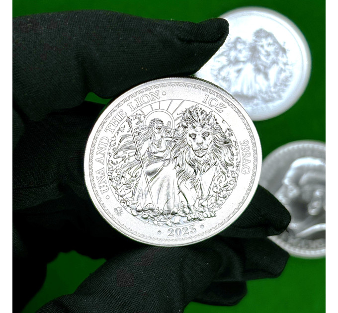Серебряная монета £1 «Уна и Лев» 2023 года, 1 унция 