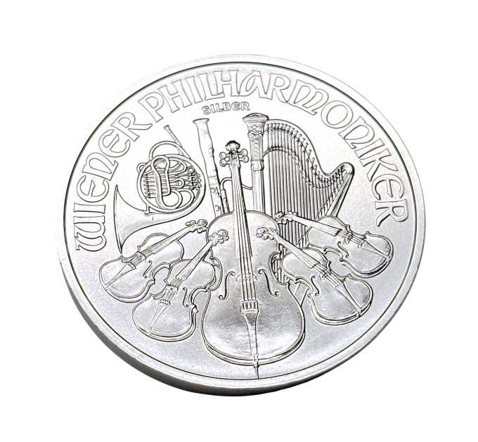 Серебряная монета 1,5€ Венская Филармония 2025, 1 унция, 999 пробы