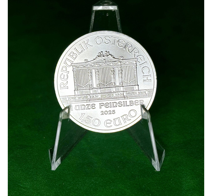 Серебряная монета 1,5€ Венская Филармония 2025, 1 унция, 999 пробы