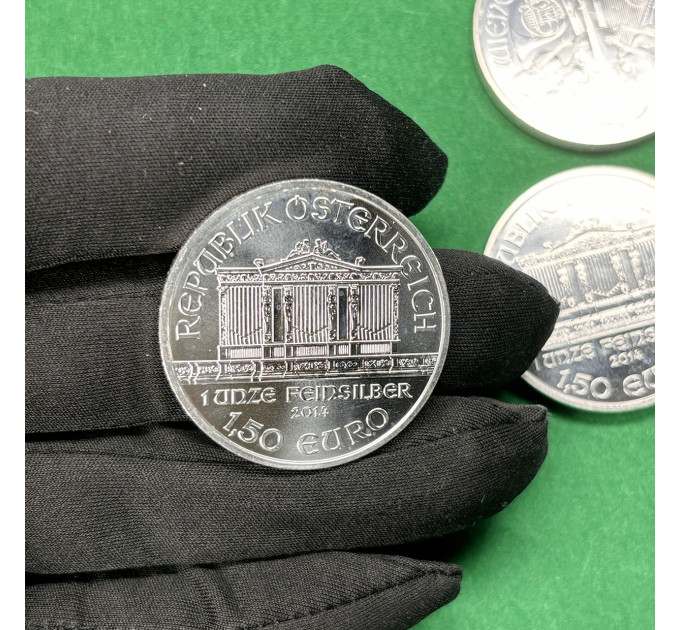 Серебряная монета 1,5€ Венская Филармония 2014, 1 унция, Австрия