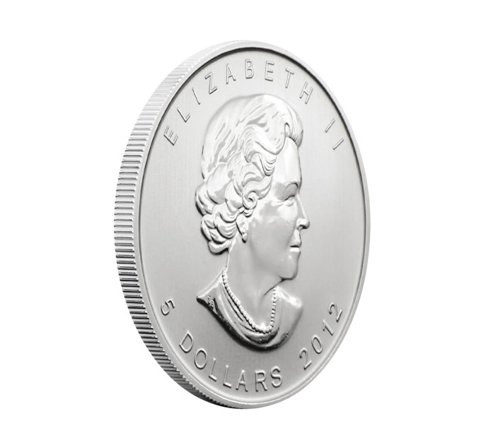 Серебряная инвестиционная монета 5$ Кленовый Лист 2012 года, Канада, 1 унция