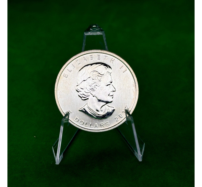 Серебряная инвестиционная монета 5$ Кленовый Лист 2012 года, Канада, 1 унция