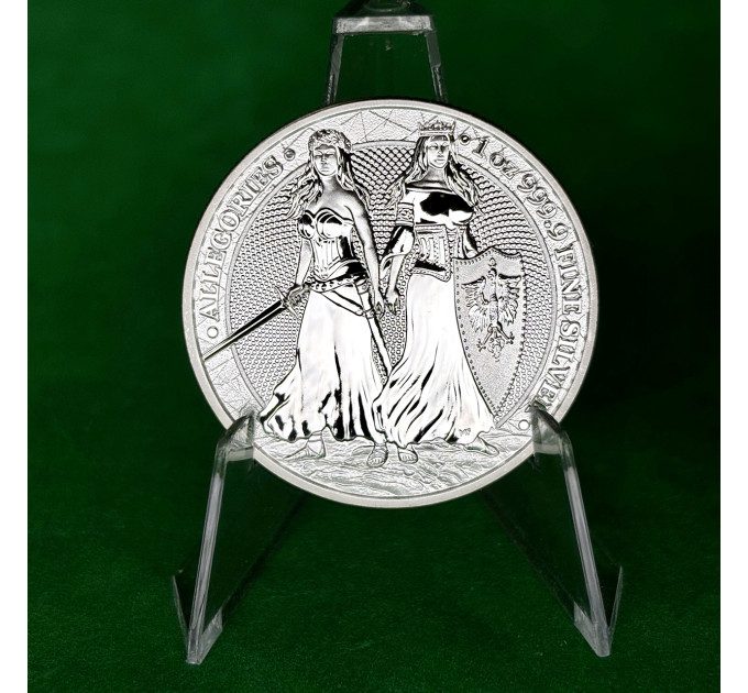Серебряная коллекционная монета 5 mark «Аллегории – Польша и Германия» 2022