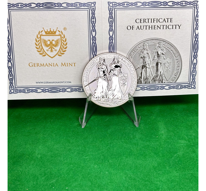 Серебряная коллекционная монета 5 mark «Аллегории – Польша и Германия» 2022