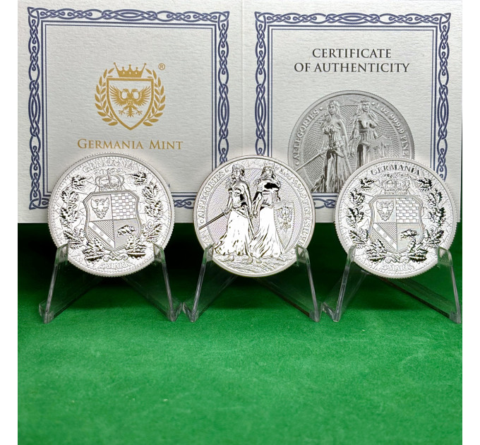 Серебряная коллекционная монета 5 mark «Аллегории – Польша и Германия» 2022