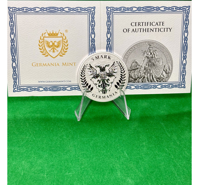 Серебряная монета Germania 2025, 5 марок, 1 oz, 999.9, с сертификатом