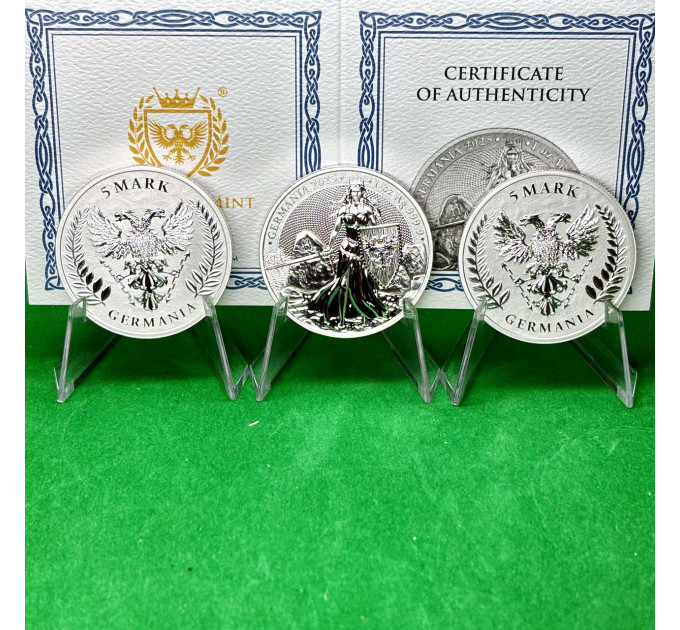 Серебряная монета Germania 2025, 5 марок, 1 oz, 999.9, с сертификатом