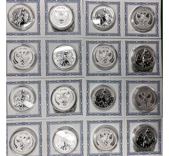 Серебряная монета Germania 2025, 5 марок, 1 oz, 999.9, с сертификатом
