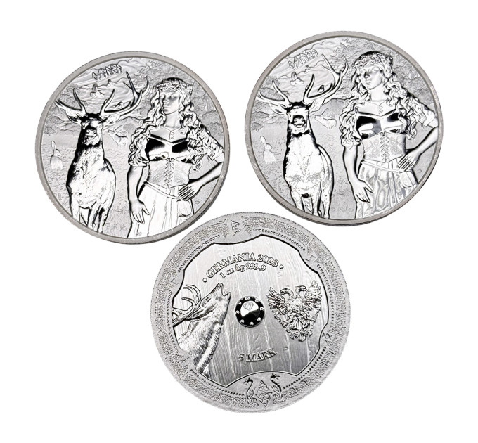 Серебряная монета Valkyries Остара 2023, 1 oz, 5 марок, Германия