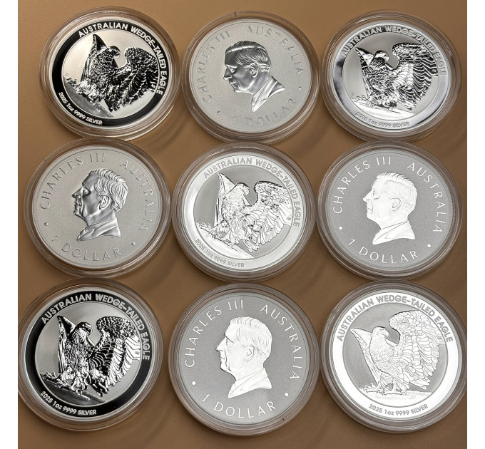 Серебряная монета $1Клинохвостый орёл 2025, 1 oz Ag9999, Австралия