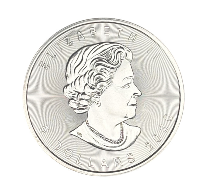 Серебряная монета Кленовый Лист 2020, 1 oz Ag9999, Канада Maple Leaf