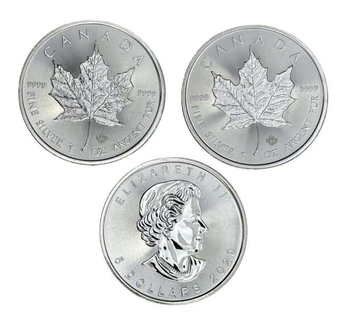 Серебряная монета Кленовый Лист 2020, 1 oz Ag9999, Канада Maple Leaf