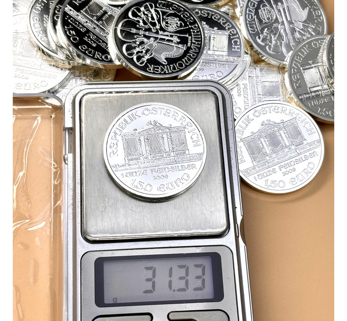 Серебряная монета Венская филармония 2009, 1 oz Ag999,9, Австрия 